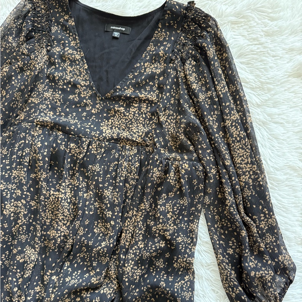 Mittoshop Black and Gold Floral Dress